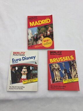 Lot of 3 Vintage 90s HarperCollins Gem Travel Books Madrid/Brussels/Euro Disney